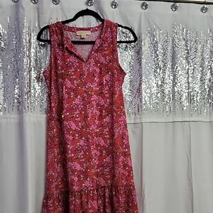 Floral Sleeveless Pink Dress